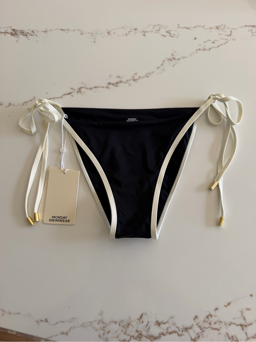 ✨New Monday Swimwear Le Marais Bikini Bottom - Black/Ivory - Medium - Picture 5 of 10